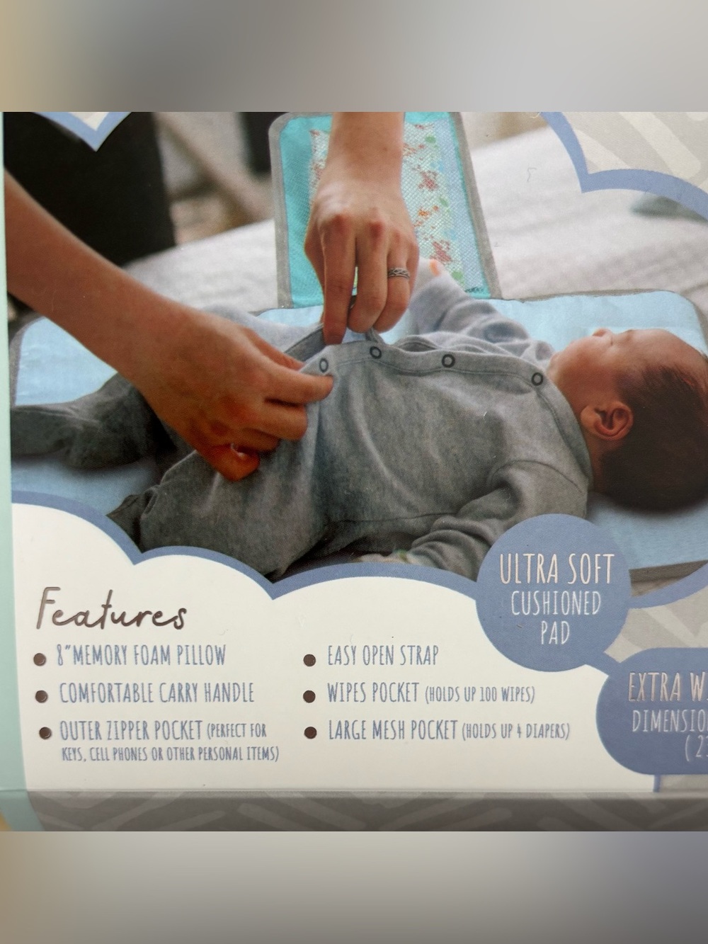 New - Teal Foldable Baby Changing Mat with Carry Handle - Picture 9 of 9